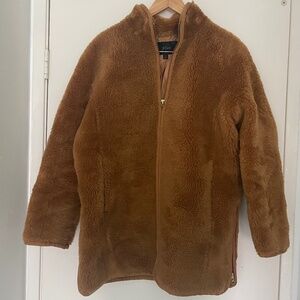 J.Crew Zip Up Teddy Coat, Size S - Brandy